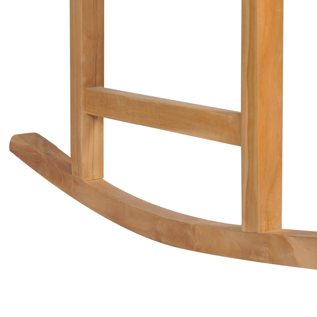 Silla mecedora de madera maciza de teca con cojín blanco crema vidaXL