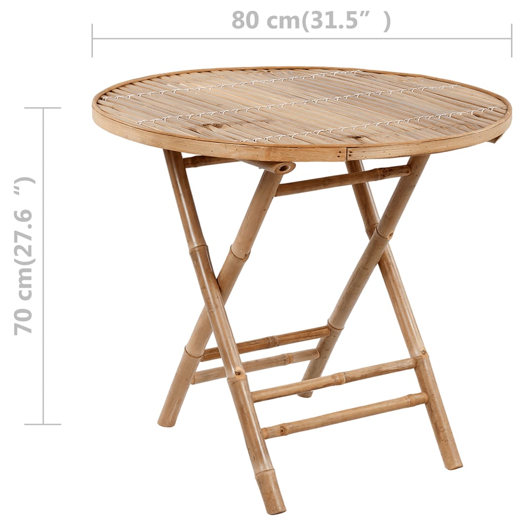 Set de comedor de jardín plegable 5 piezas con cojines bambú vidaXL