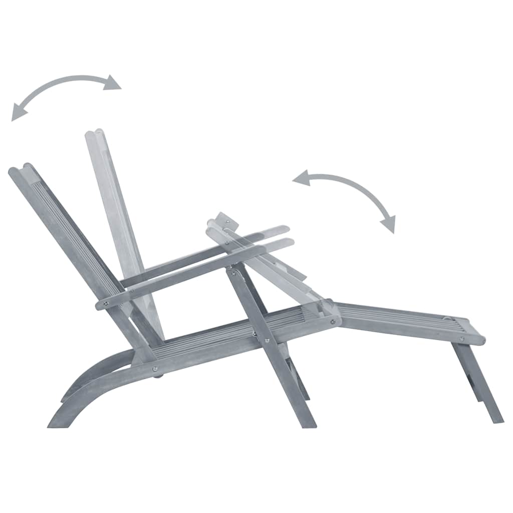 Tumbona de jardín con reposapiés y cojín madera maciza acacia V9571 Vetonek