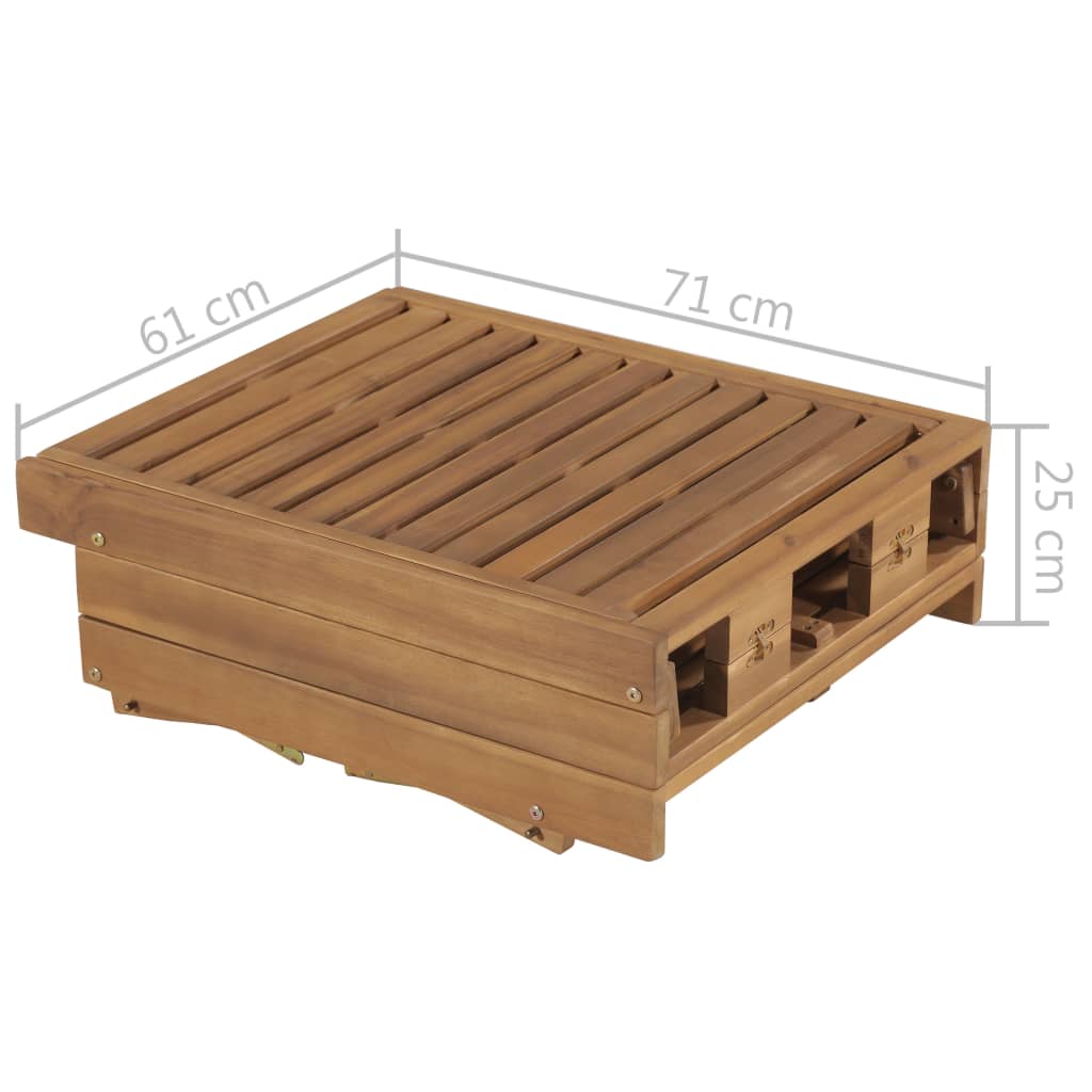 Tumbona plegable con cojín madera maciza de acacia vidaXL