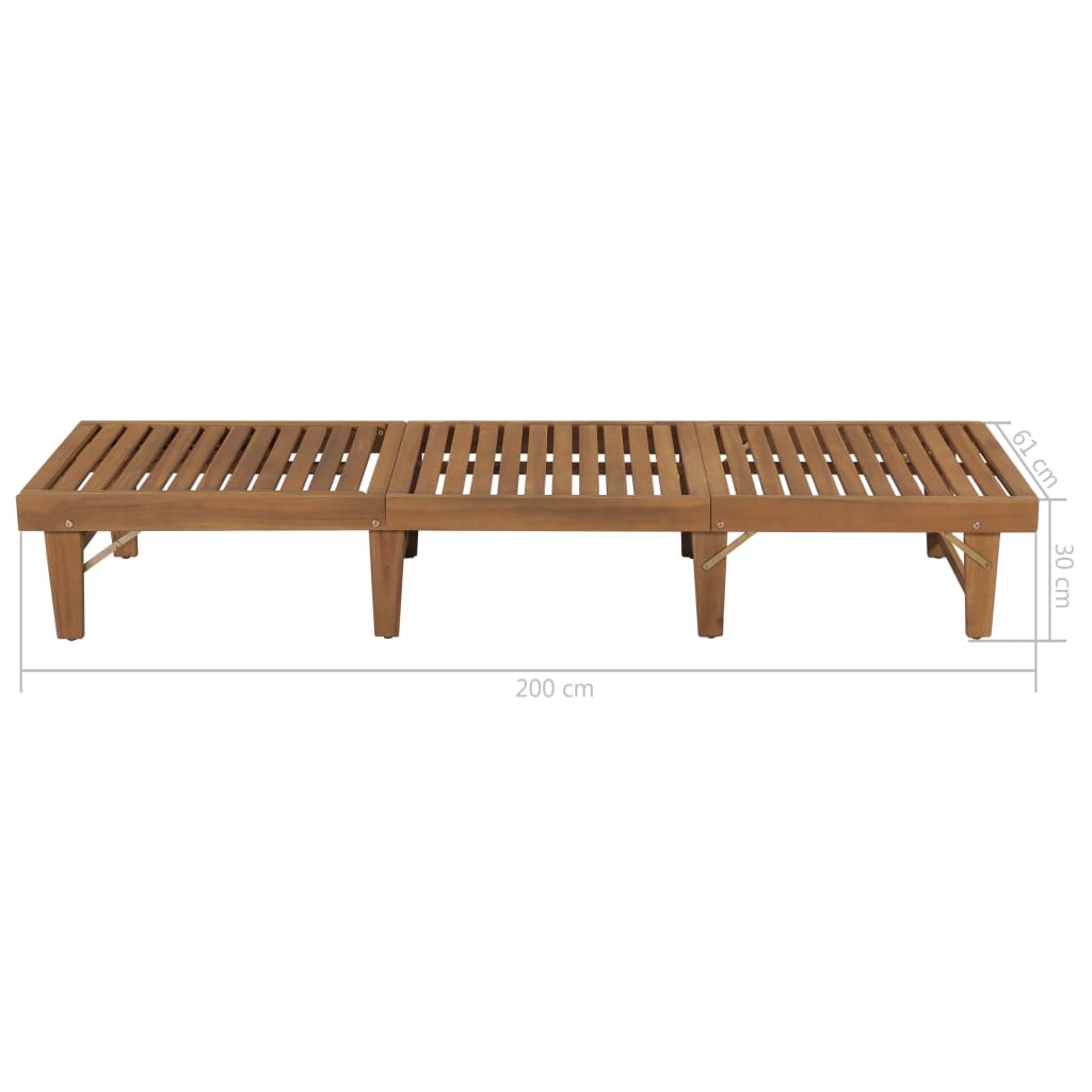 Tumbona plegable con cojín madera maciza de acacia vidaXL