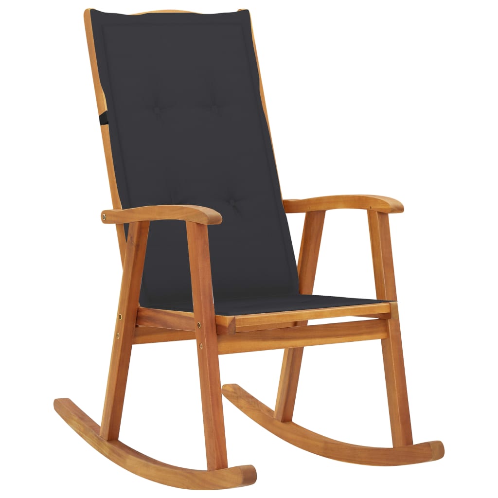 Vetonek Silla mecedora con cojines madera maciza de acacia