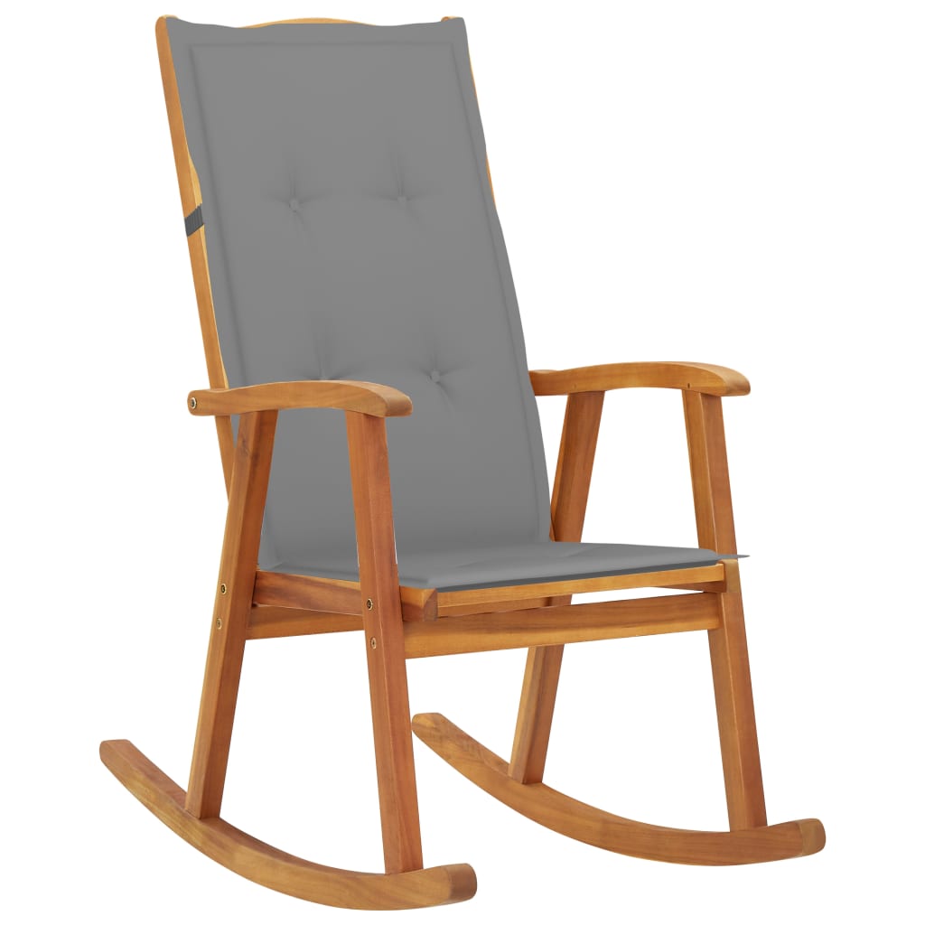 Vetonek Silla mecedora con cojines madera maciza de acacia