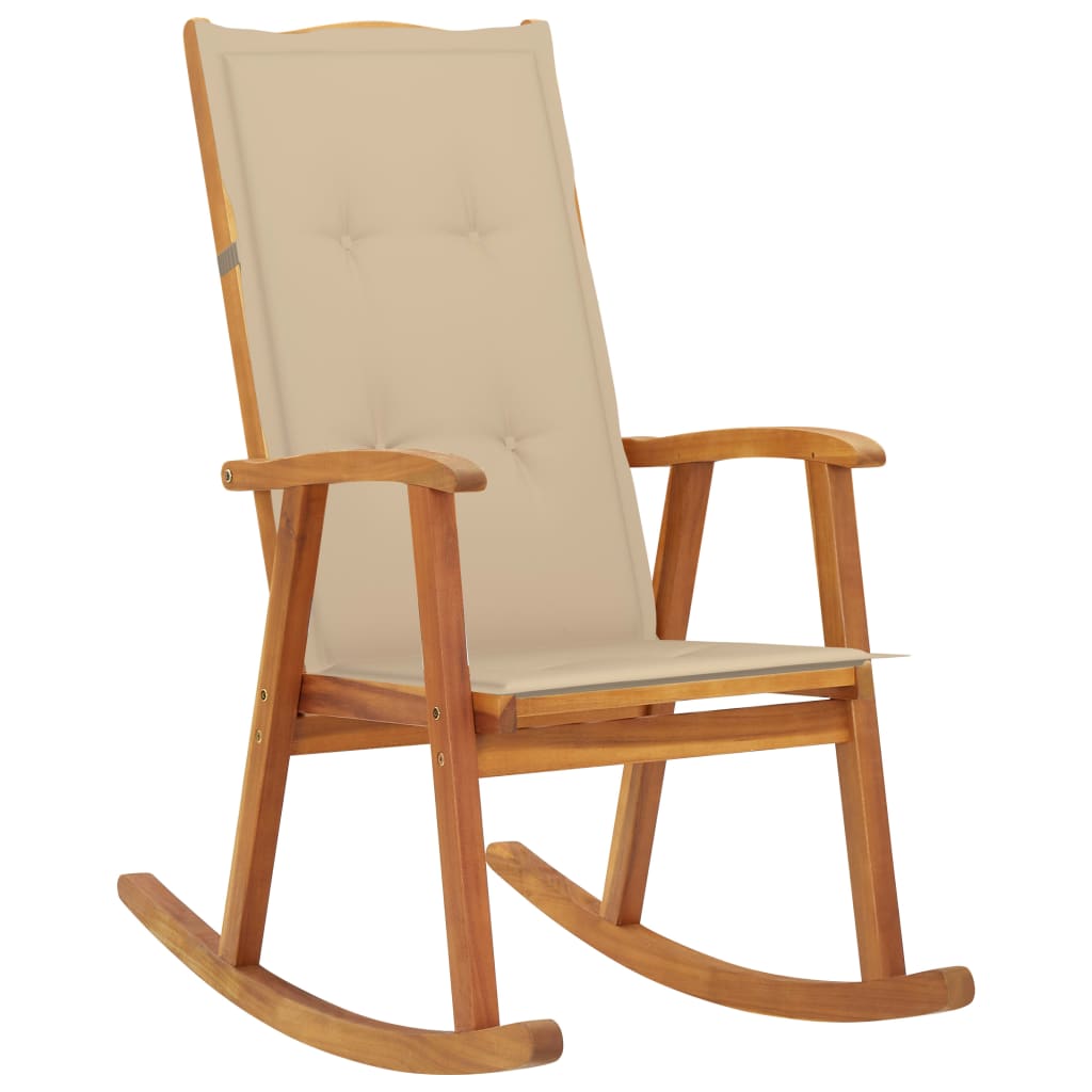 Vetonek Silla mecedora con cojines madera maciza de acacia