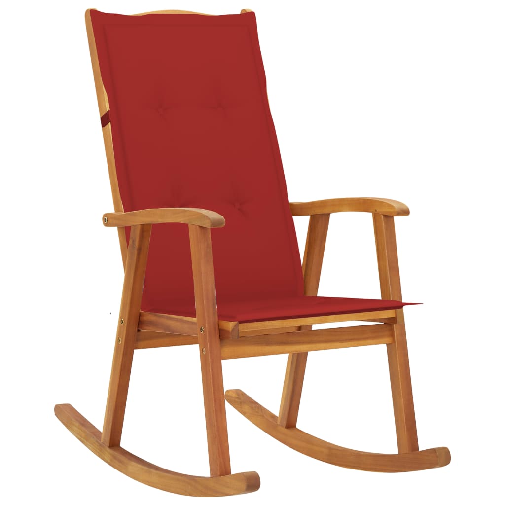 Vetonek Silla mecedora con cojines madera maciza de acacia