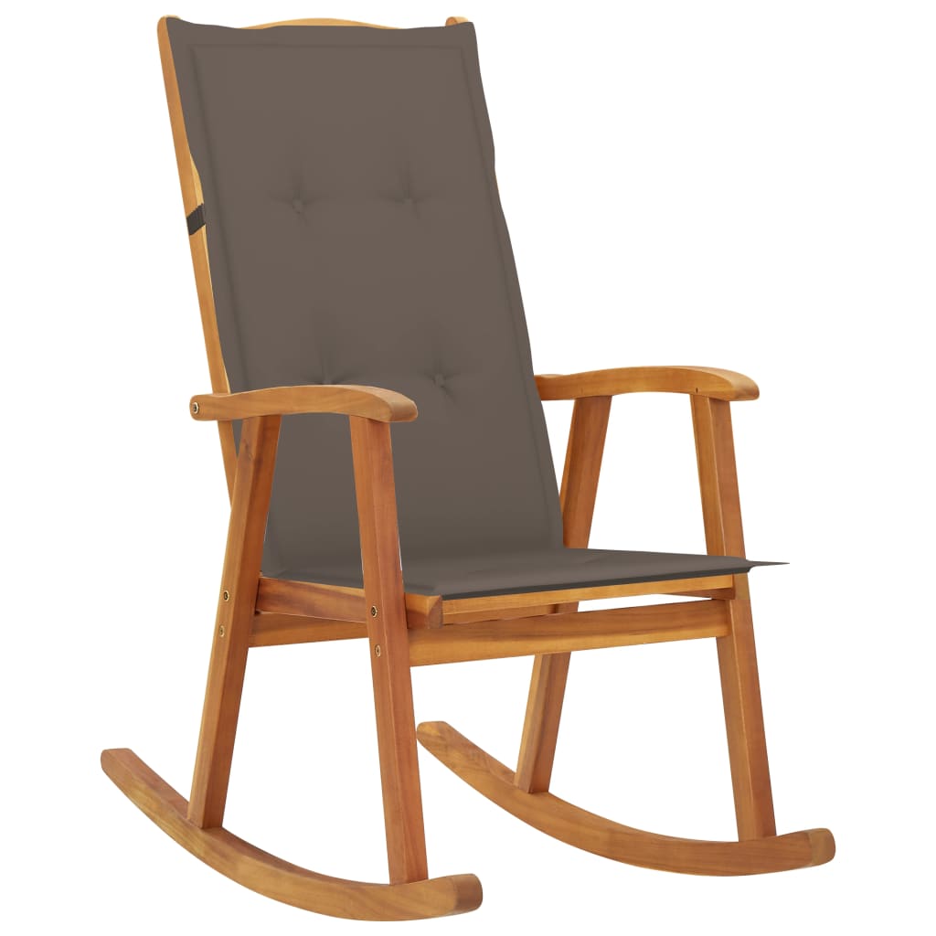 Vetonek Silla mecedora con cojines madera maciza de acacia