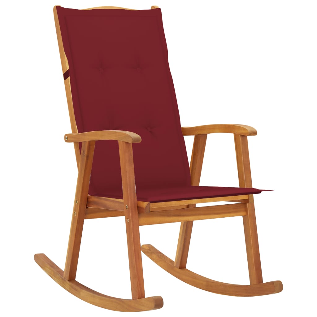 Vetonek Silla mecedora con cojines madera maciza de acacia