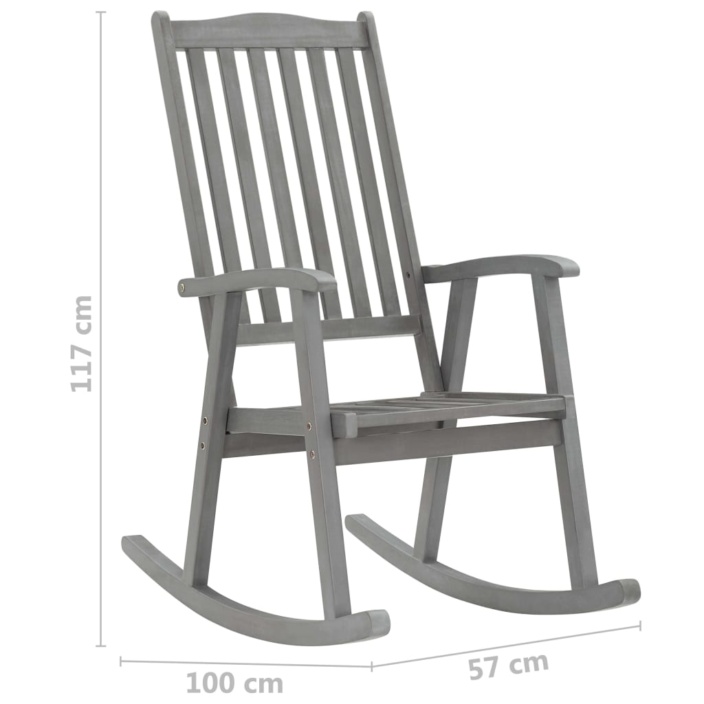 Silla mecedora con cojines madera maciza de acacia gris vidaXL