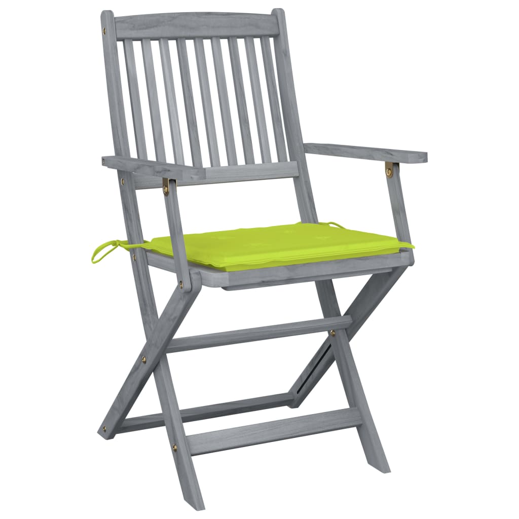 Chaises de jardin pliables 4 Uds Coussins de bois de Maciza Acacia