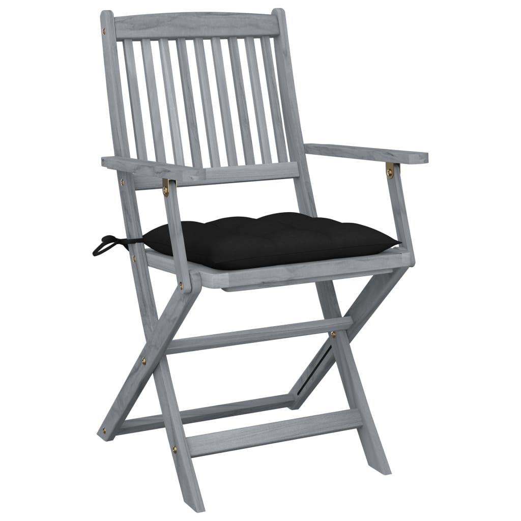 Chaises de jardin pliables 4 Uds Coussins de bois de Maciza Acacia