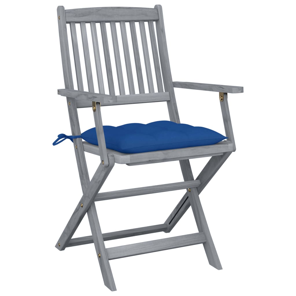 Chaises de jardin pliables 4 Uds Coussins de bois de Maciza Acacia