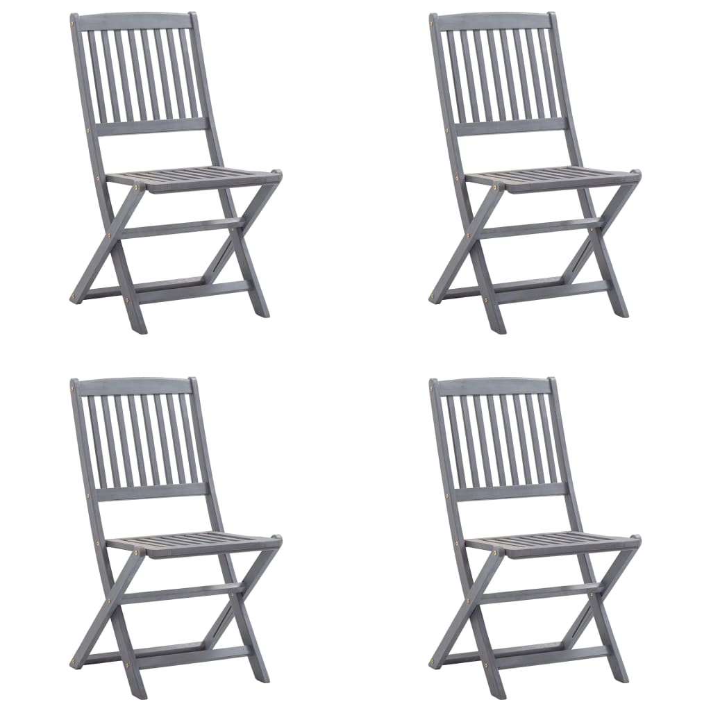 Chaises de jardin pliables 4 Uds Coussins de bois de Maciza Acacia