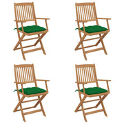 Sillas de jardín plegables 4 uds y cojines madera maciza acacia v5619 Vetonek