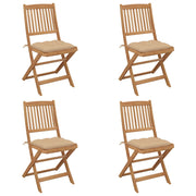 Sillas de jardín plegables 4 uds y cojines madera maciza acacia v6135 Vetonek