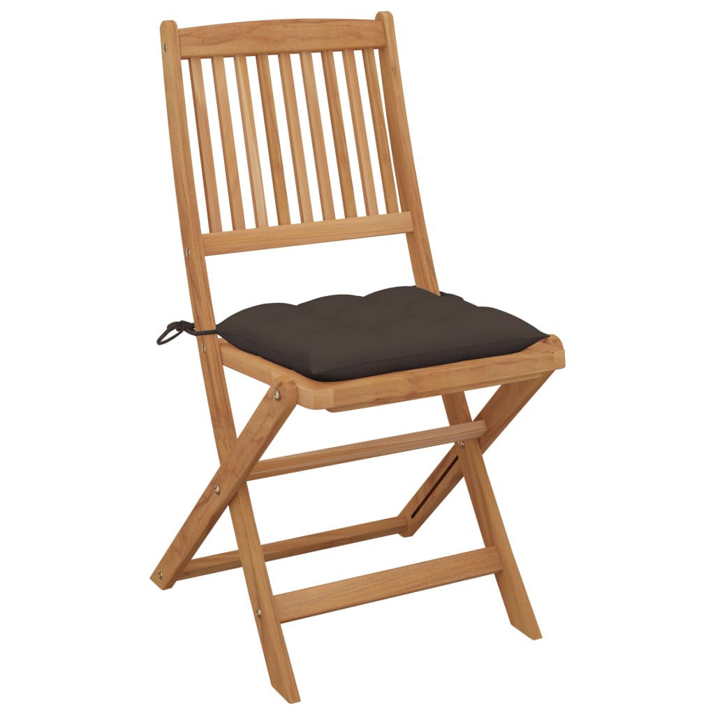 Folding garden chairs 4 units and cushions solid wood acacia