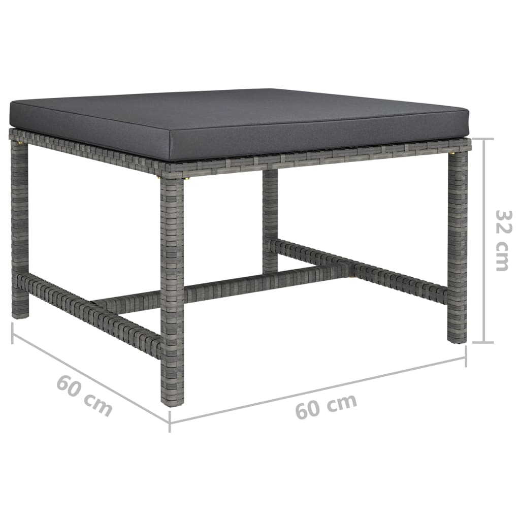 Set de muebles de jardín 3 pzas y cojines ratán sintético gris vidaXL