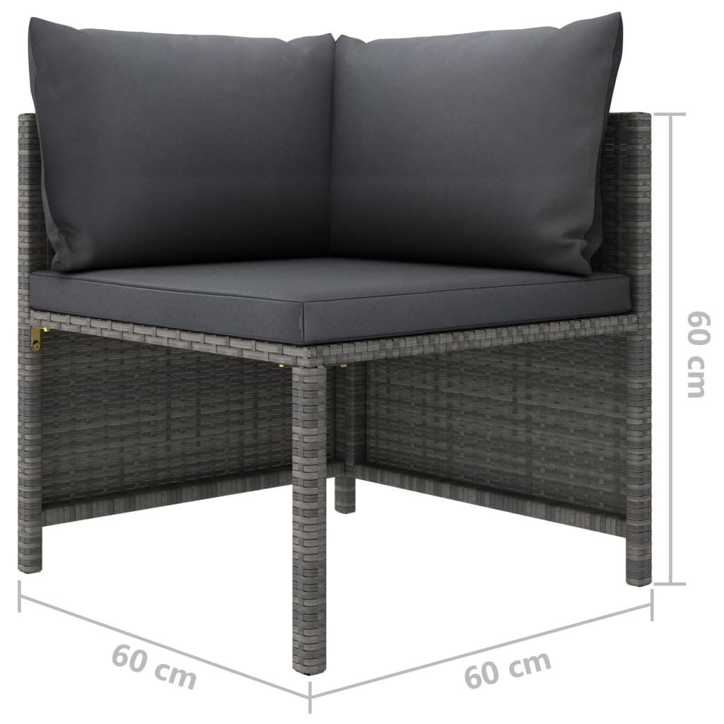 Set de muebles de jardín 5 pzas y cojines ratán sintético gris vidaXL