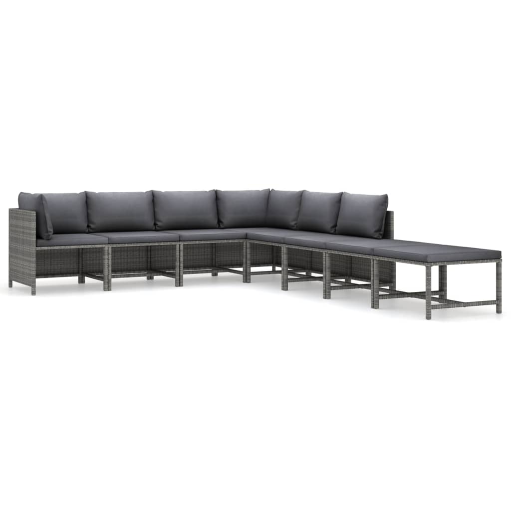 Set de muebles de jardín 8 pzas y cojines ratán sintético gris vidaXL