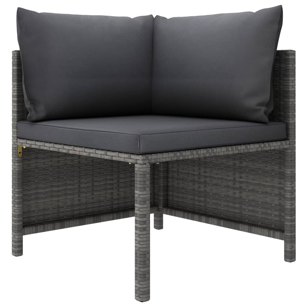 Garden furniture set and gray synthetic rattan cushions