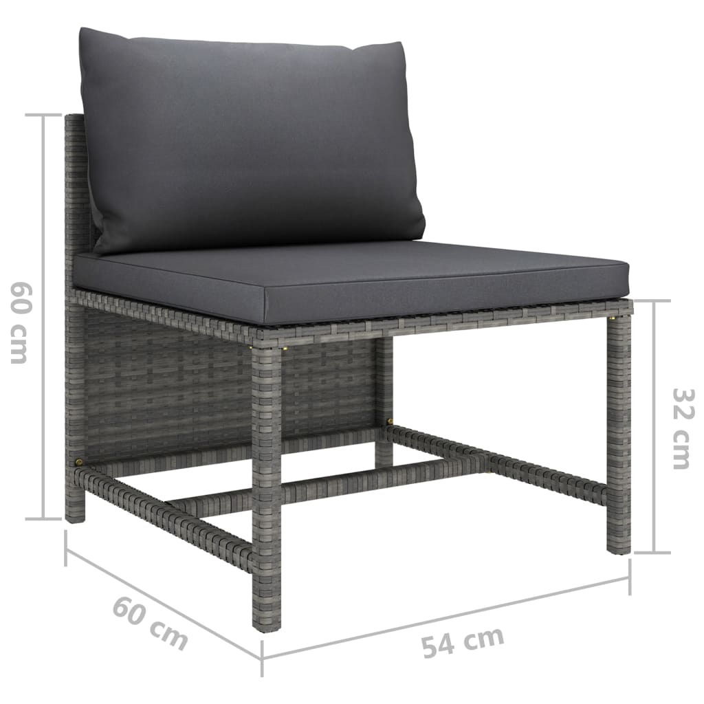 Set de muebles de jardín 8 pzas y cojines ratán sintético gris vidaXL