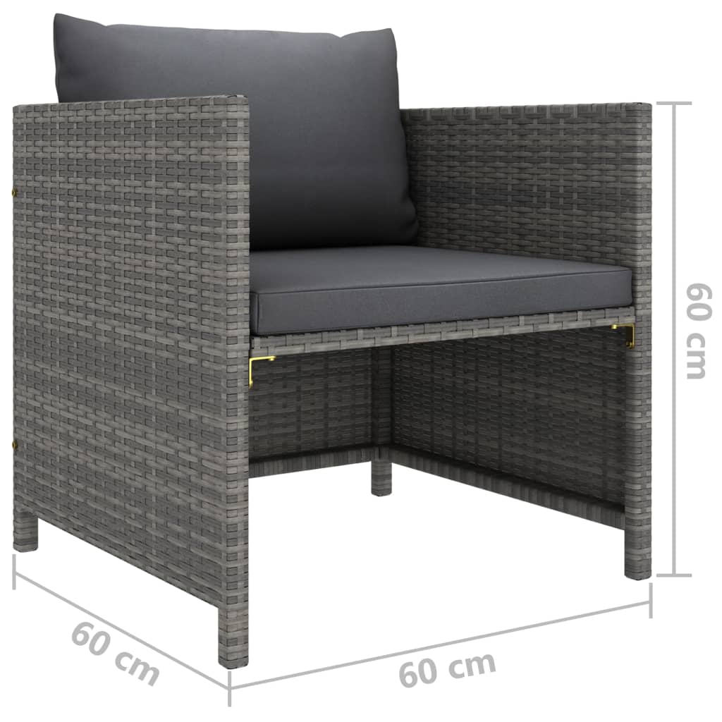 Set de muebles de jardín 8 pzas y cojines ratán sintético gris vidaXL