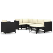 Set de muebles de jardín 7 pzas y cojines ratán sintético negro v7637 Vetonek