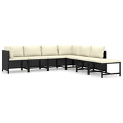 Set de muebles de jardín 7 pzas y cojines ratán sintético negro v7668 Vetonek