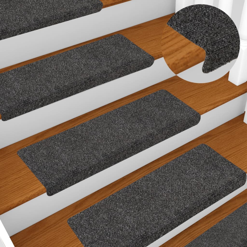 Vetonek Alfombrilla de escaleras 15 uds punzonada antracita 65x21x4 cm