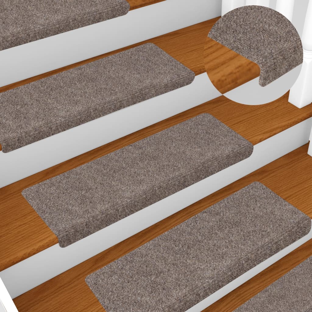 Vetonek Alfombrilla de escalera 15 uds tela punzonada crema 65x21x4 cm