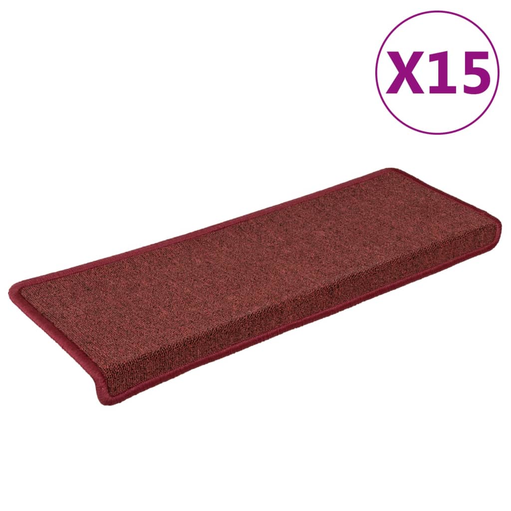 Carpetes de rolos de escada 15 unidades foste vermelho 65x21x4 cm