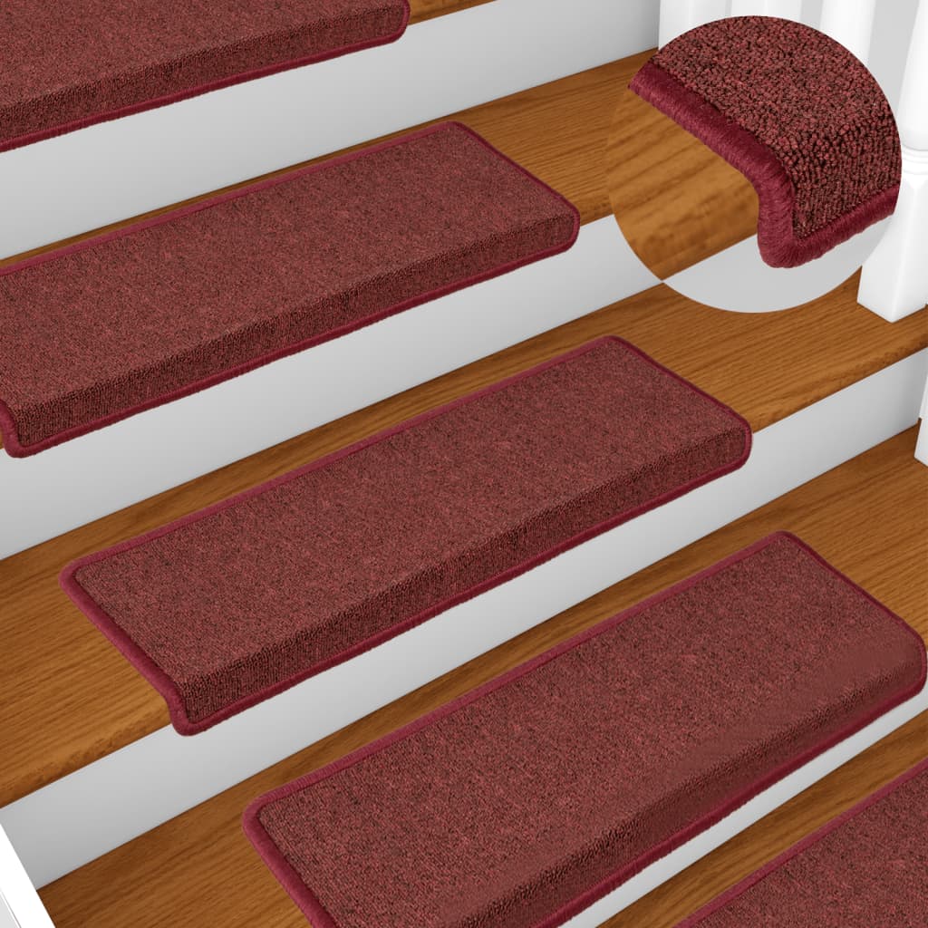 Vetonek Alfombras de peldaños de escalera 15 uds rojo mate 65x21x4 cm