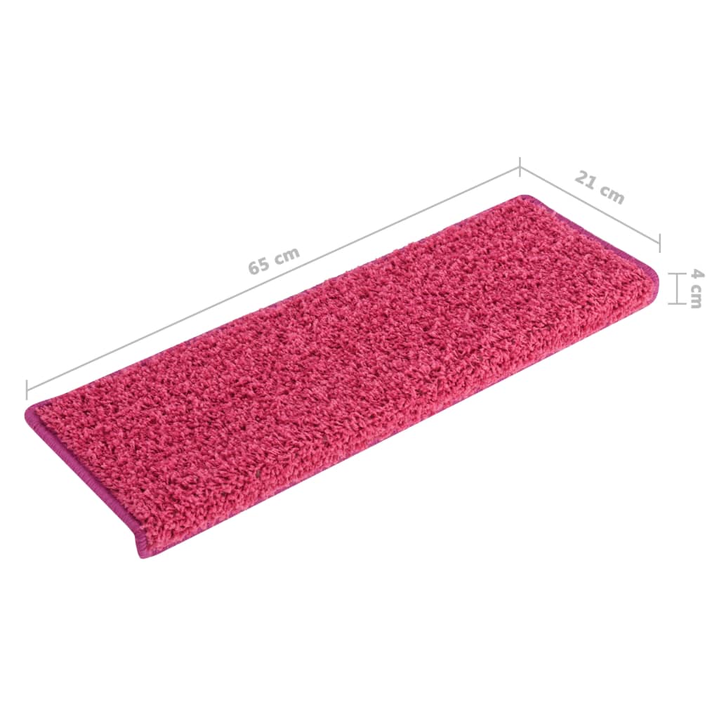 Alfombras de peldaños de escalera 15 uds rosa 65x21x4 cm