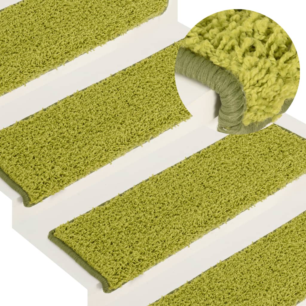 Vetonek Alfombras de peldaños de escalera 15 uds verde 65x21x4 cm