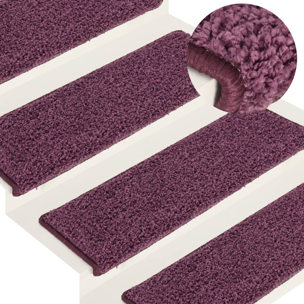 Vetonek Alfombras de peldaños de escalera 15uds morado oscuro 65x21x4cm