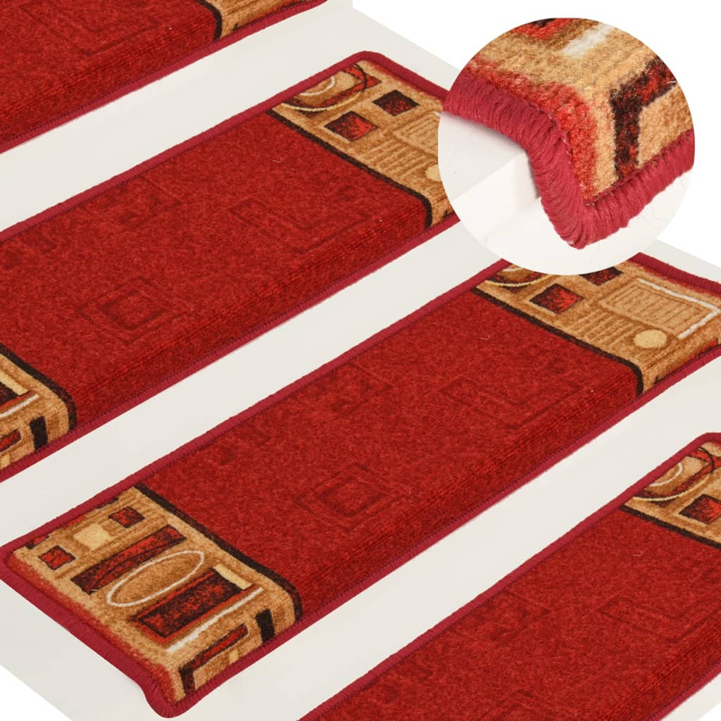 Vetonek Alfombrilla autoadhesiva para escalera 15 uds rojo 65x21x4 cm