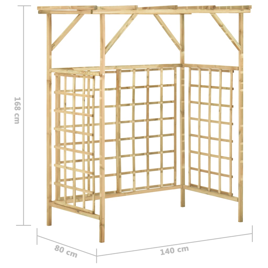 Pergola de jardin pour 2 cubes de déchets imprégnés de pin imprégné