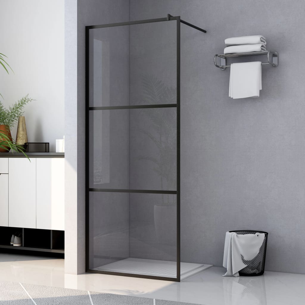 Vetonek Mampara ducha accesible vidrio ESG transparente negro 90x195 cm