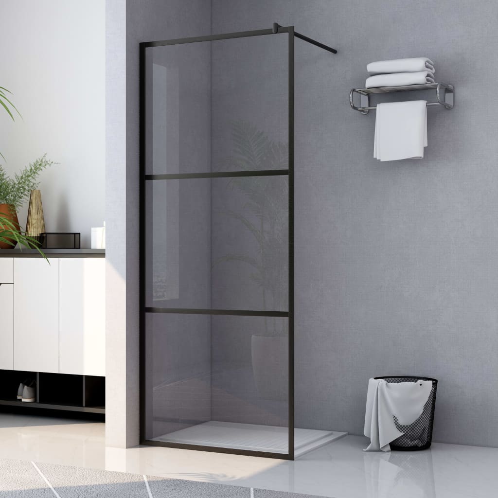 Vetonek Mampara ducha accesible vidrio ESG transparente negro 115x195cm