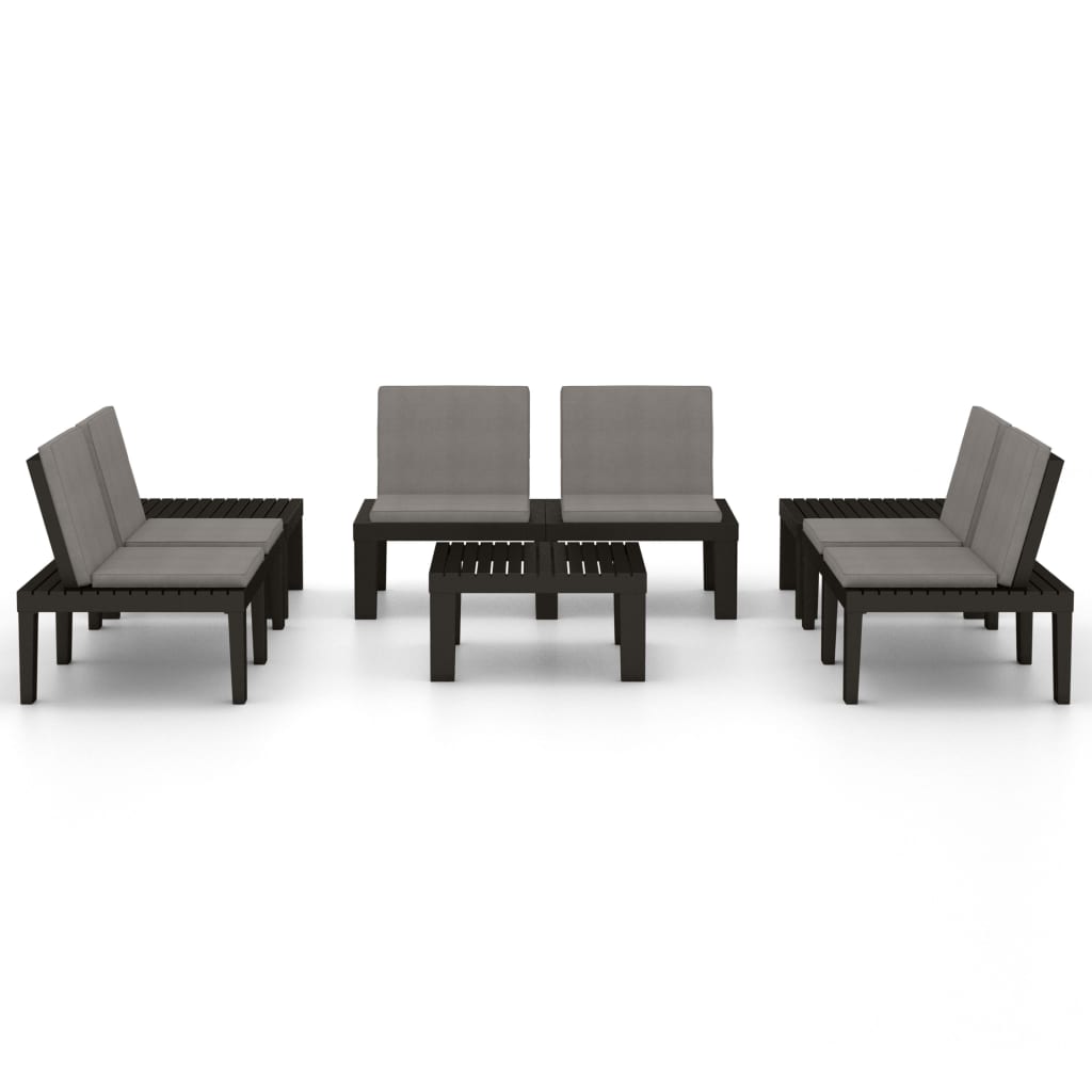 Set de muebles de jardín 6 piezas con cojines plástico gris vidaXL