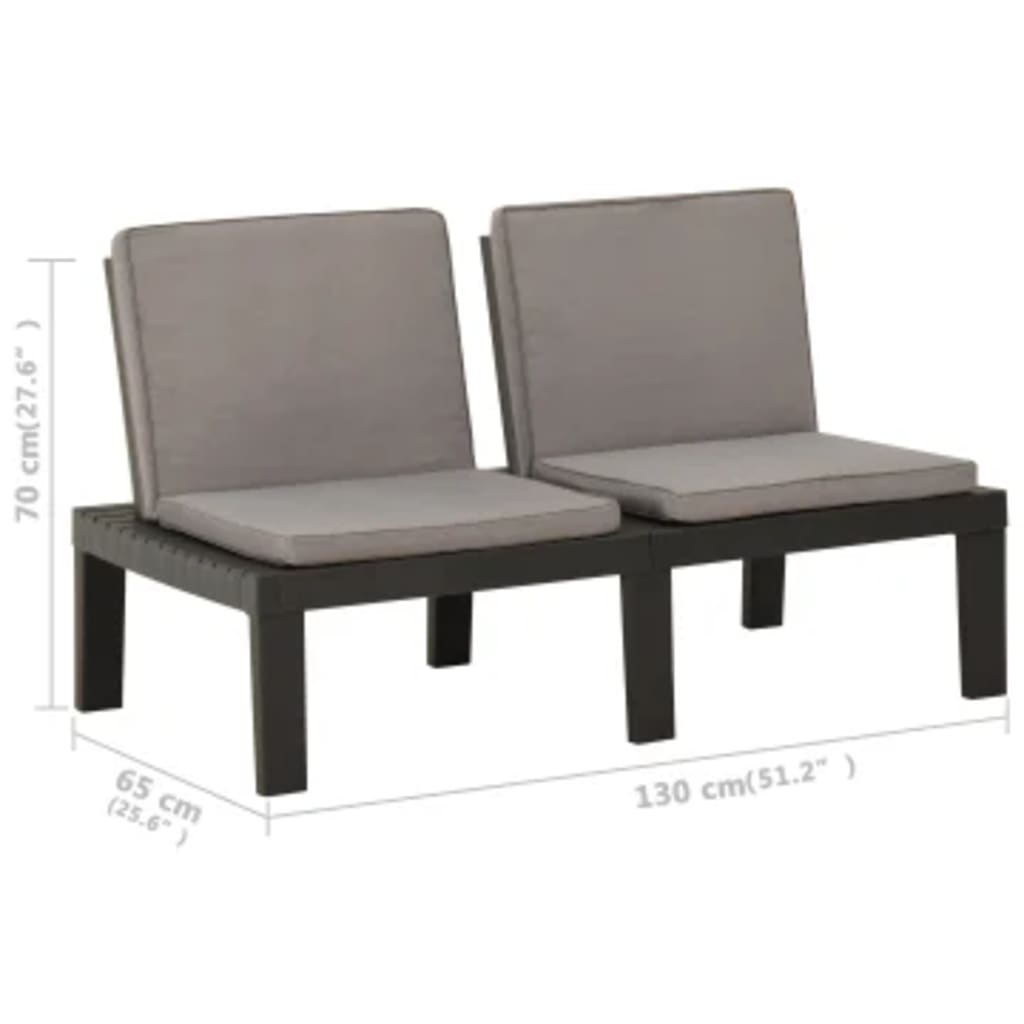 Set de muebles de jardín 6 piezas con cojines plástico gris vidaXL