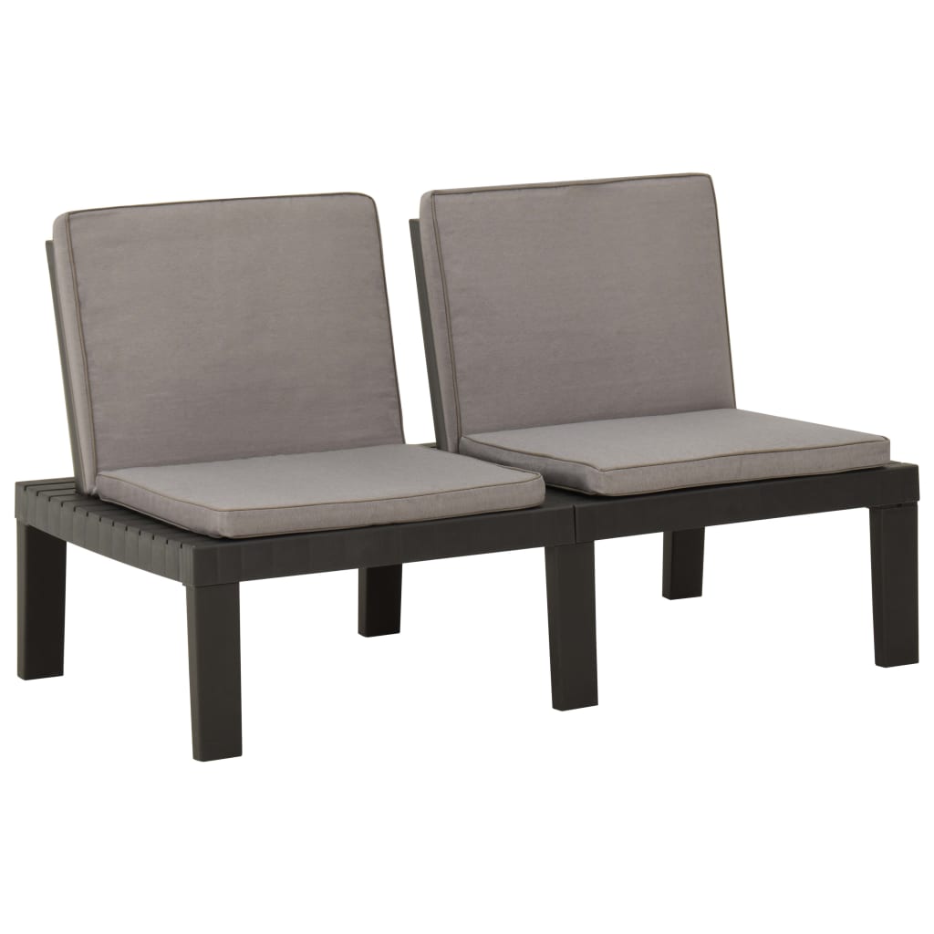 Set de muebles de jardín 6 piezas con cojines plástico gris vidaXL