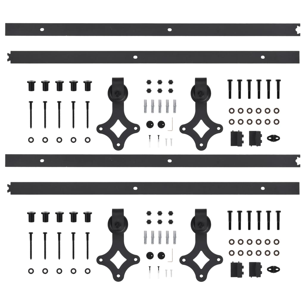 Kit de herrajes de puertas correderas acero negro 2 uds 200 cm vidaXL