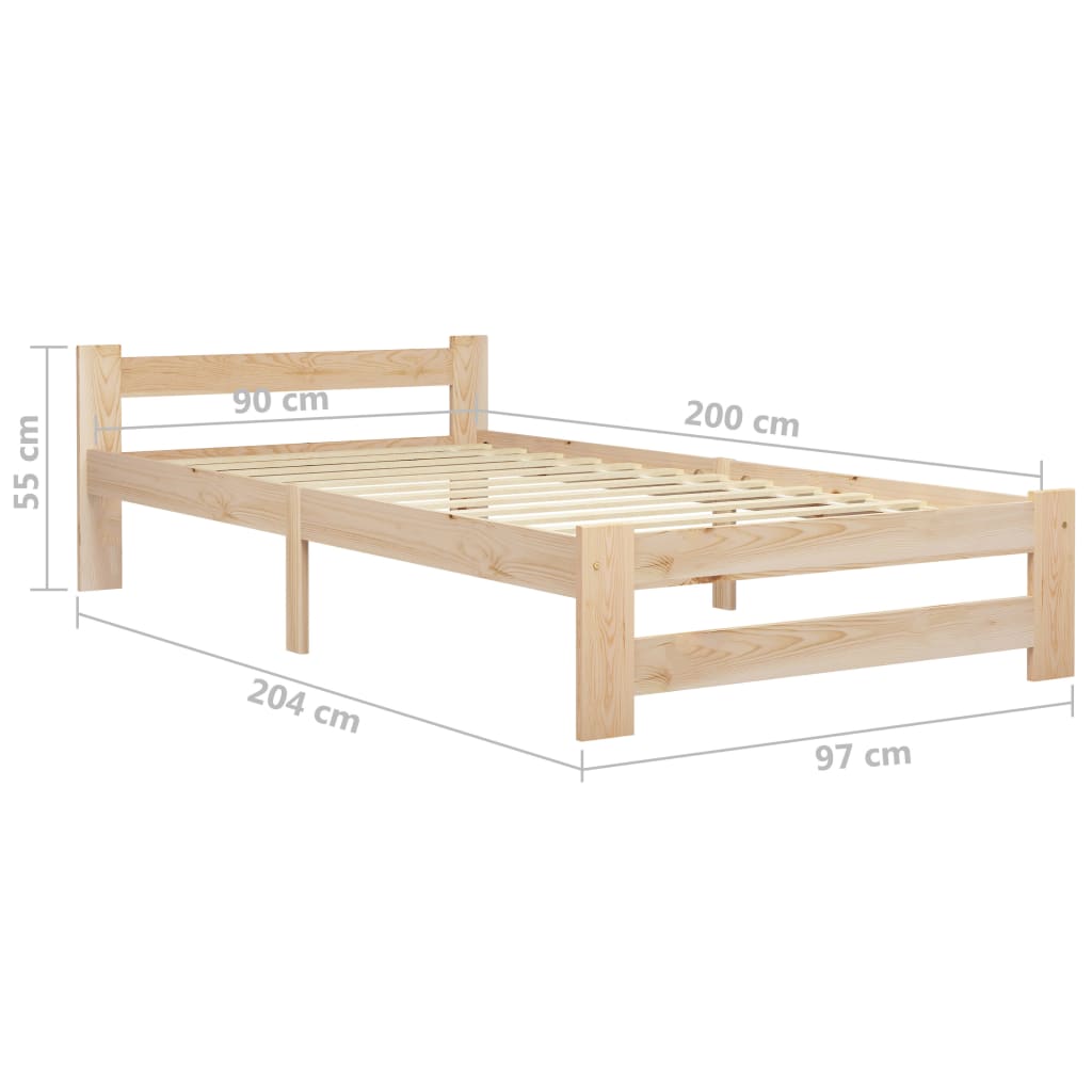 Estructura de cama sin colchón madera maciza de pino 90x200 cm v9747 - Vetonek