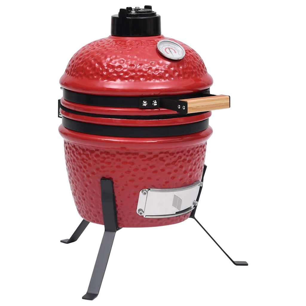 Vetonek 2 en 1 Barbacoa ahumadora Kamado de cerámica rojo 56 cm