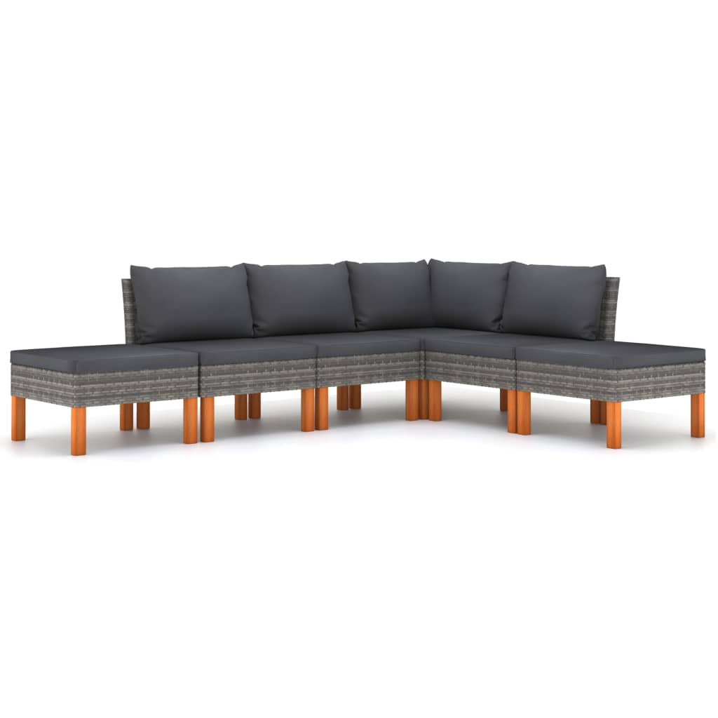 Set de muebles de jardín 8 pzas y cojines ratán sintético gris vidaXL