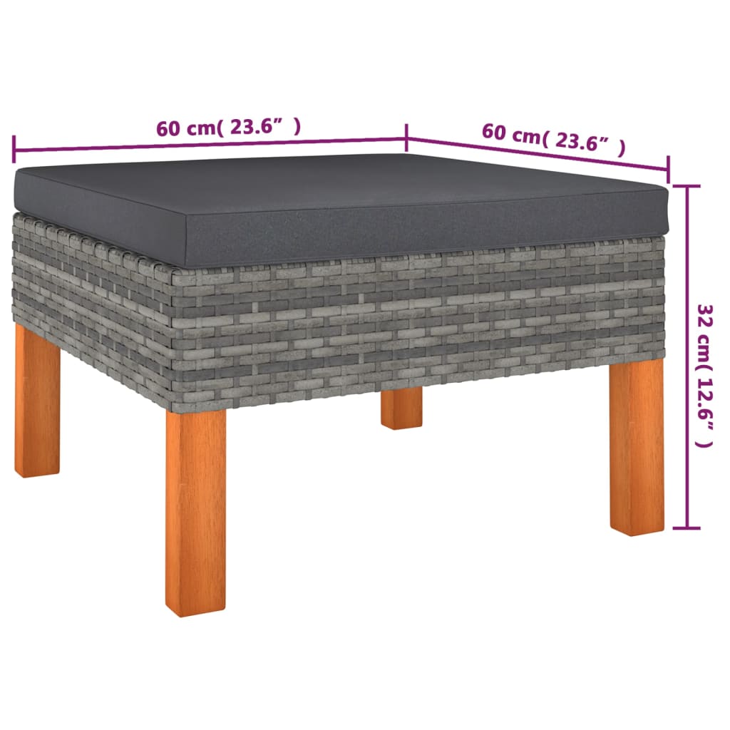 Set de muebles de jardín 8 pzas y cojines ratán sintético gris vidaXL