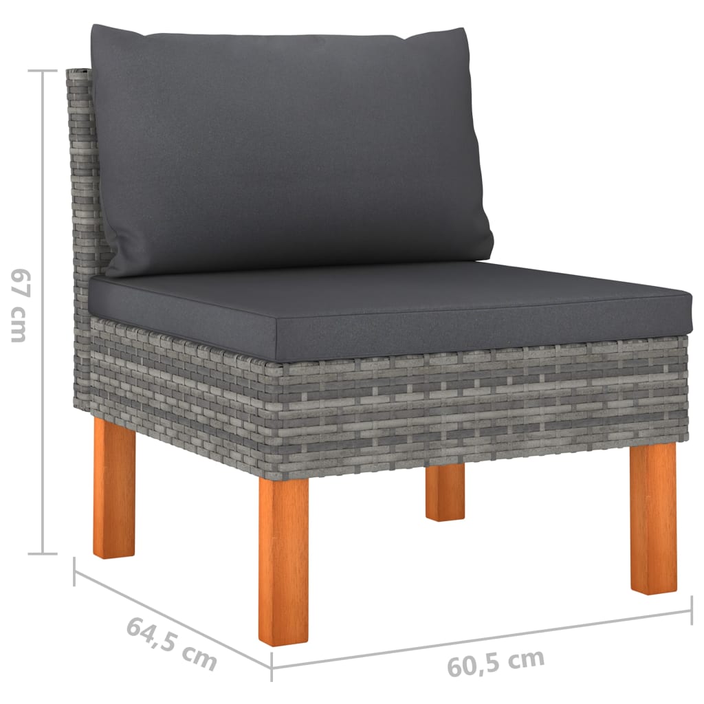 Set de muebles de jardín 7 pzas y cojines ratán sintético gris vidaXL