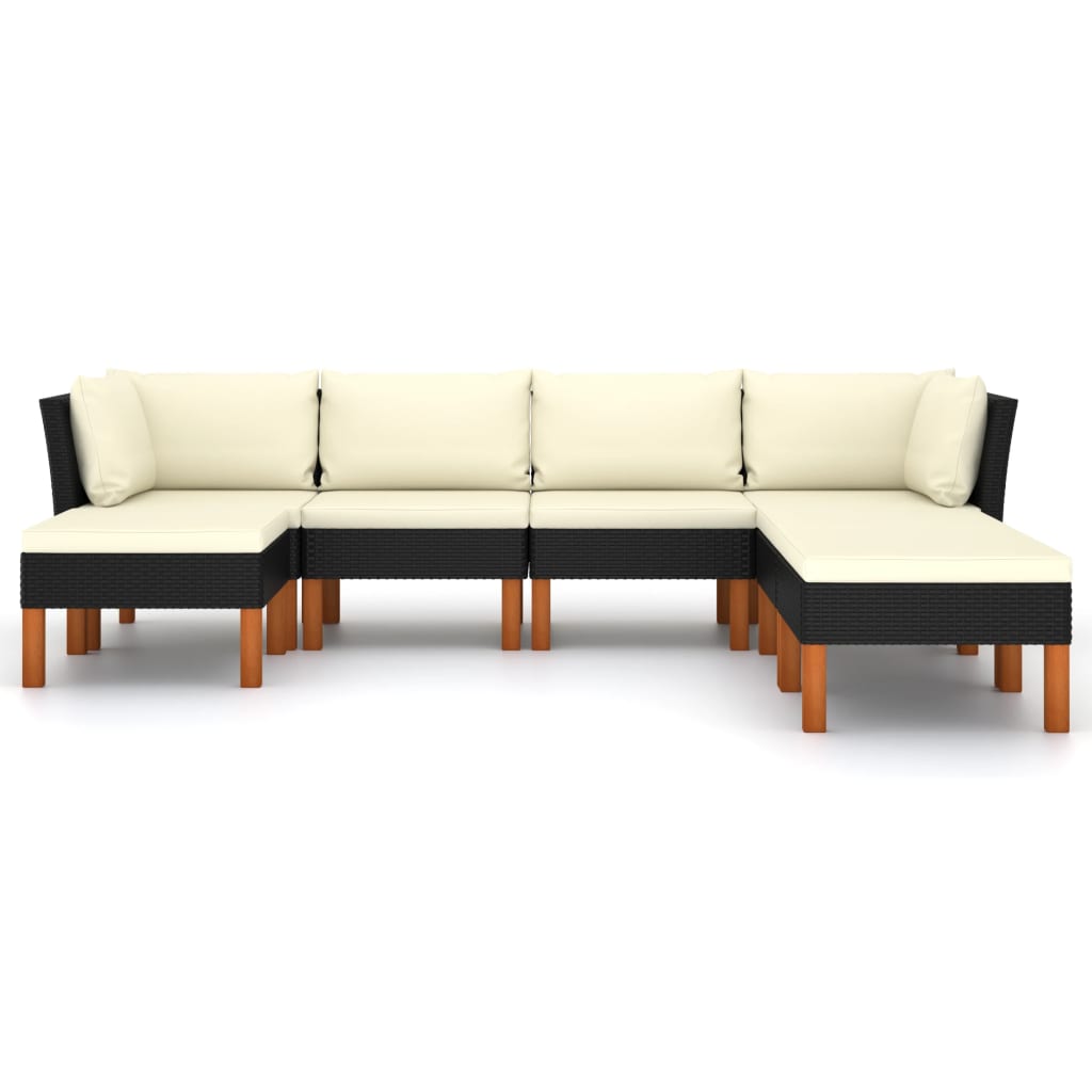 Set de muebles de jardín 7 pzas y cojines ratán sintético negro vidaXL