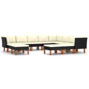 Set de muebles de jardín 12 pzas y cojines ratán sintético negro v1344 Vetonek