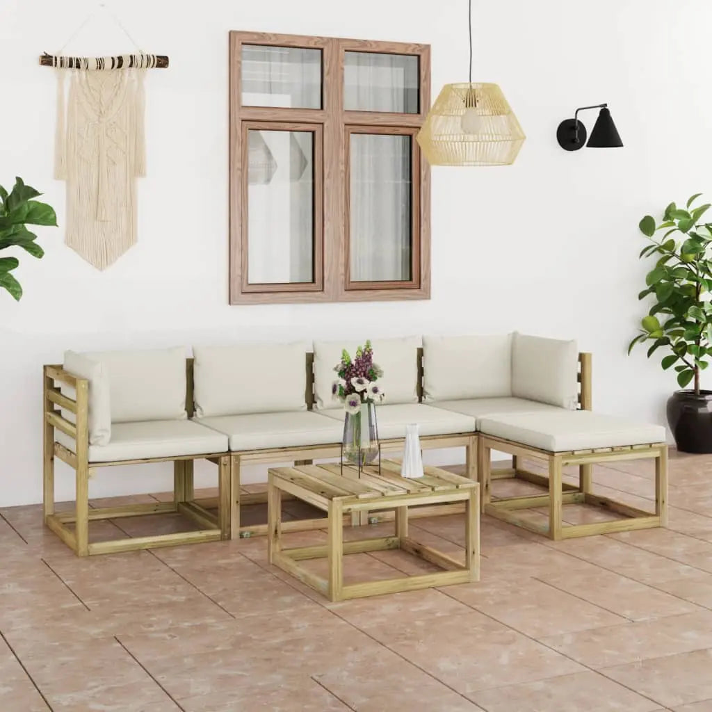 Vetonek Set de muebles de jardín 6 piezas con cojines madera impregnada